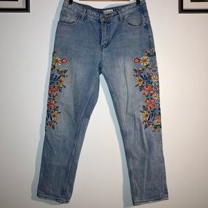 Embroidered Blue Pepper high rise jeans.